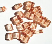 25 11x6mm Transparent Rose Pink Glass Rectangle Beads